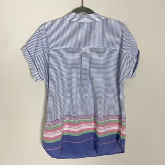 Talbots Striped Pullover Short Sleeve Top Womens Medium 100% Cotton - Picture 4 of 6